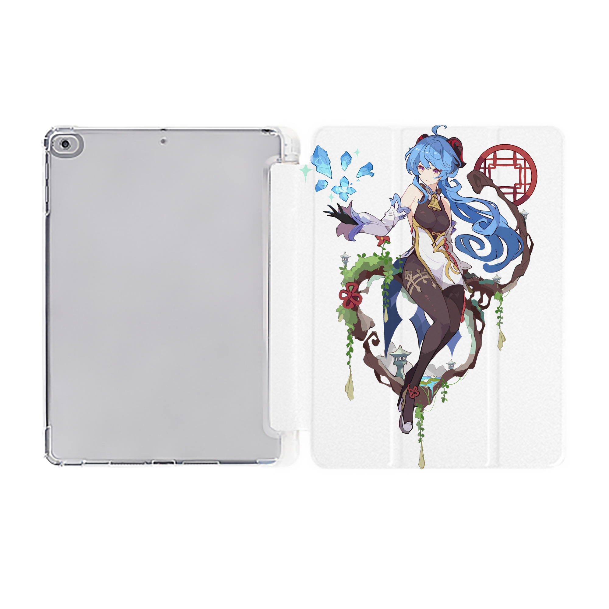 げんし神 甘雨 かんう genshin Ganyu IPad ケース ペン収納付き 三つ折りスタンド PUレザー×シリコン 対応機種9.5/10.5/10.9インチ